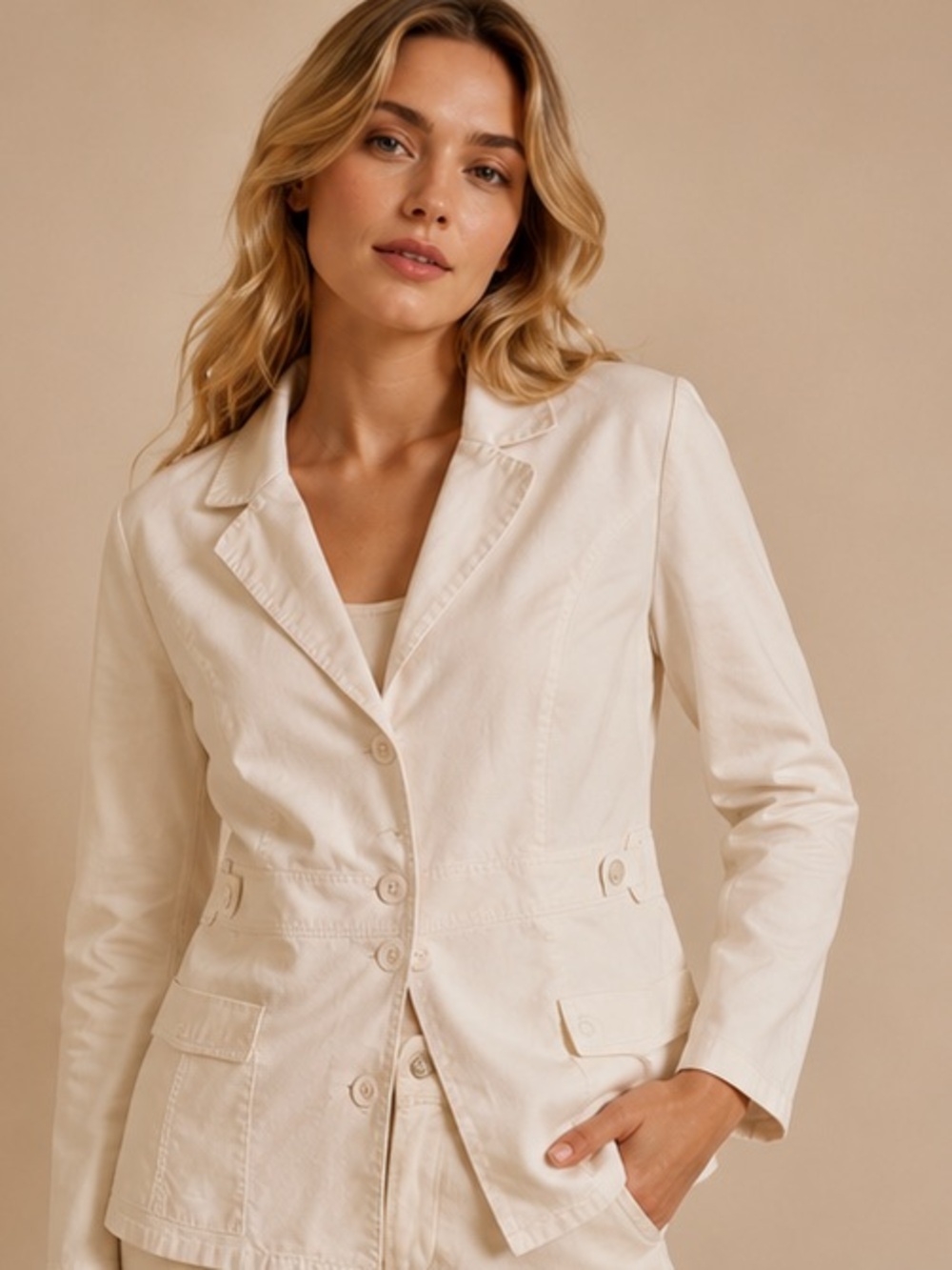 Dickies White Stretch Utility Blazer Jacket Size Small Career Workwear